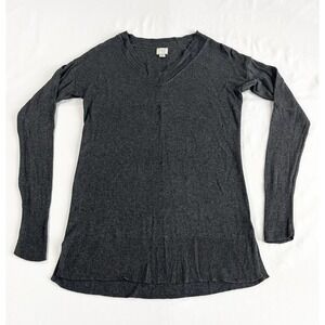 A New Day Womens XS Gray Lightweight V-Neck Fine Gauge Knit Pullover Sweater Top